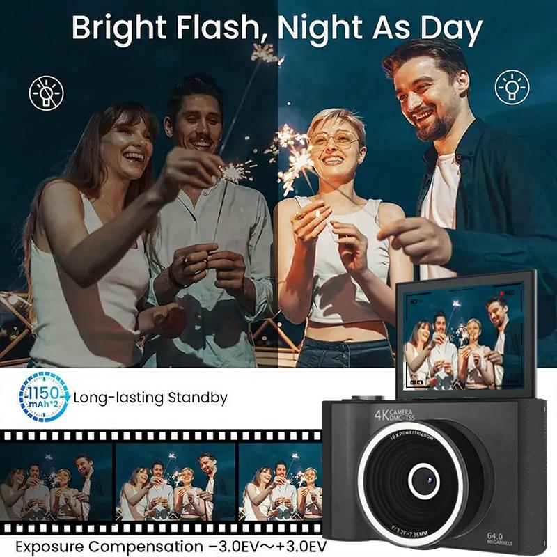 Fotocamera digitale 2026 per fotografia, fotocamera portatile per vlogging con schermo pieghevole, scheda SD da 32 GB, cinturino da polso e autoscatto; ideale per video fluidi, perfetta come regalo per ragazze, ragazzi, adolescenti e principianti (complea