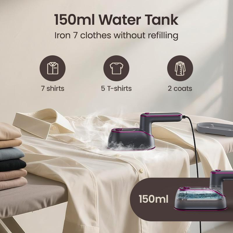 Ferro a vapore 2 in 1 e piroscafo verticale, riscaldamento rapido da 1200 W, serbatoio da 150 ml, dispositivo di rimozione delle rughe portatile per indumenti per la casa, i viaggi e l'ufficio, piastra grande, design leggero Ritorno a scuola