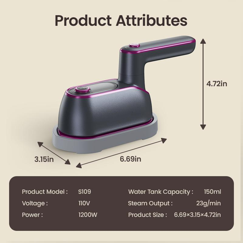 Ferro a vapore 2 in 1 e piroscafo verticale, riscaldamento rapido da 1200 W, serbatoio da 150 ml, dispositivo di rimozione delle rughe portatile per indumenti per la casa, i viaggi e l'ufficio, piastra grande, design leggero Ritorno a scuola