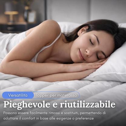 Topper per Materasso confortevole con imbottitura in fibra cava da 1000 GSM, ipoallergenico e resistente, spessore 10 cm, rivestimento protettivo in microfibra e 4 angoli elasticizzati -topper matrimoniale
