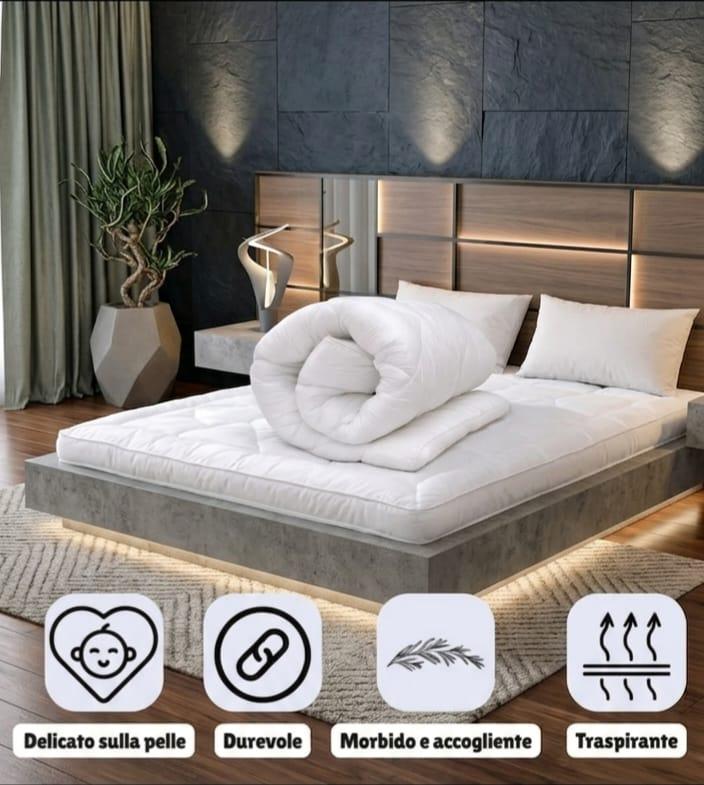 Topper Materasso 10cm Ultra-Morbido- Microfibra Premium Traspirante Effetto Nuvola, Antiscivolo, Lavabile ed Extra spesso