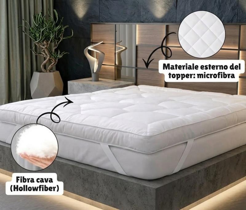 Topper Materasso 10cm Ultra-Morbido- Microfibra Premium Traspirante Effetto Nuvola, Antiscivolo, Lavabile ed Extra spesso