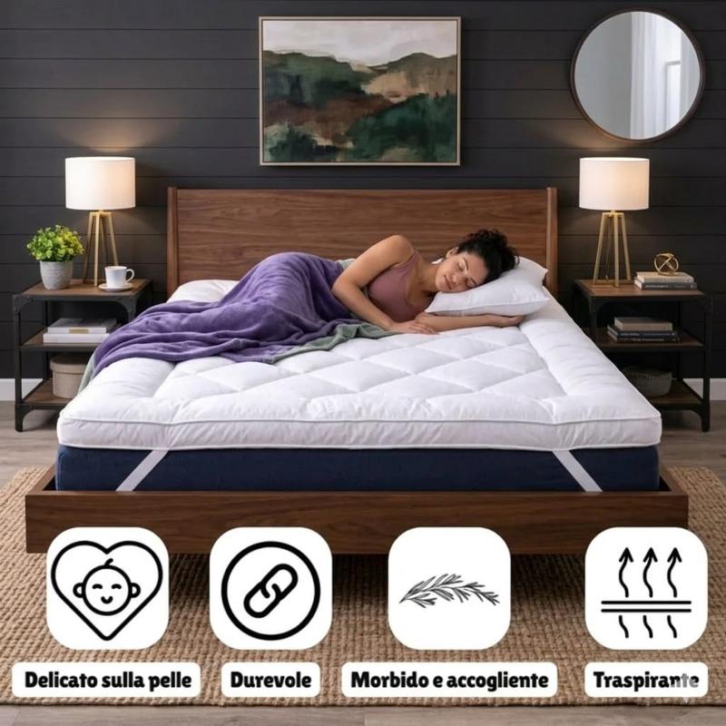 Topper Materasso 10cm Ultra-Morbido- Microfibra Premium Traspirante Effetto Nuvola, Antiscivolo, Lavabile ed Extra spesso