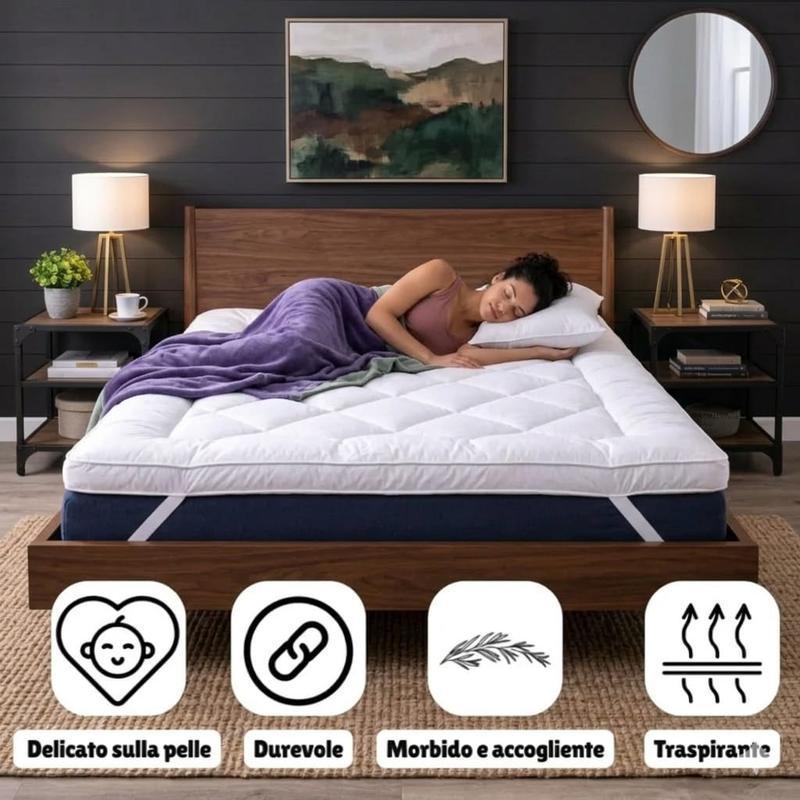 Topper Materasso 10cm Ultra-Morbido- Microfibra Premium Traspirante Effetto Nuvola, Antiscivolo, Lavabile ed Extra spesso