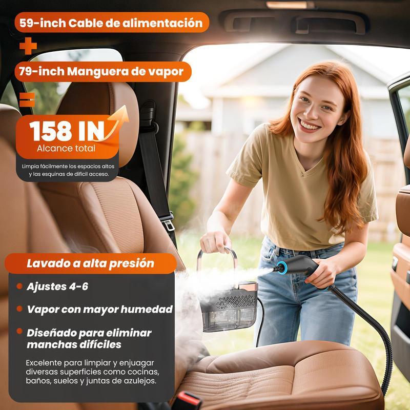 Pulitore a vapore Vaporeta per la pulizia domestica, potente, portatile da mano, 2500 W, con 6 velocità e 3 tipi di spazzole per mobili della cucina e bagni, alta temperatura 229°F