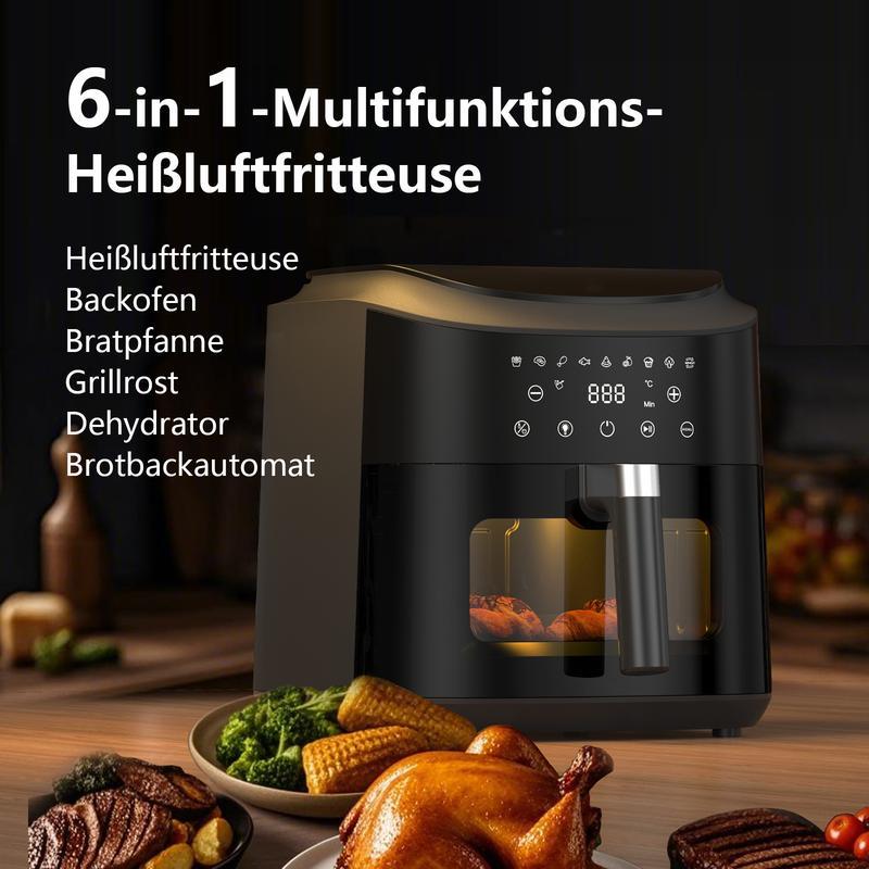 Friggitrice ad aria potente da 9 L XXL con finestra di vetro - friggitrice ad aria da 2350 W con circolazione d'aria a 360°, 9 programmi automatici