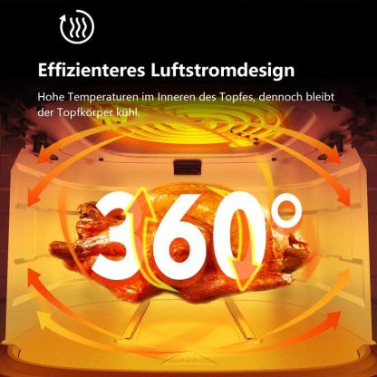 Friggitrice ad aria potente da 9 L XXL con finestra di vetro - friggitrice ad aria da 2350 W con circolazione d'aria a 360°, 9 programmi automatici