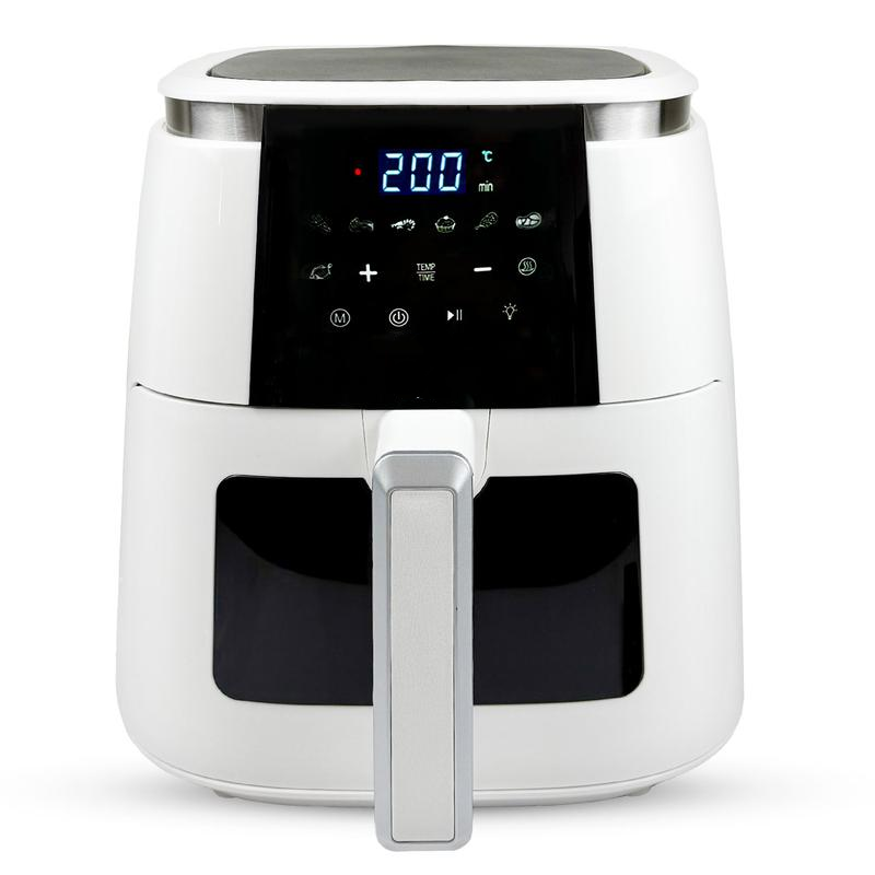 Friggitrice ad Aria 6LT BIANCA Tecnologia di Cottura Ad Aria 1500W Display Touch 7 Programmi Preimpostati Capacità 6 Litri