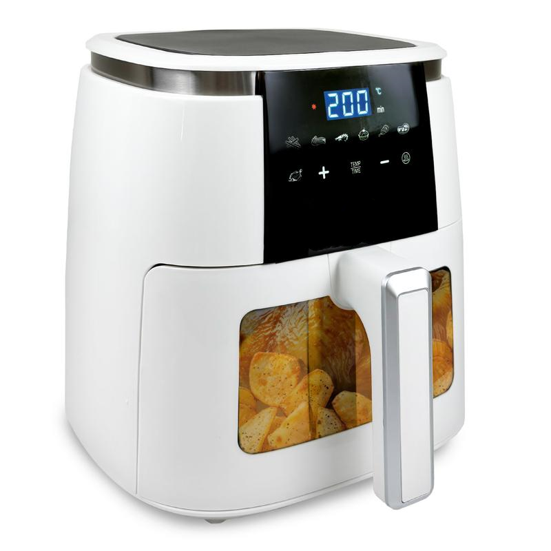 Friggitrice ad Aria 6LT BIANCA Tecnologia di Cottura Ad Aria 1500W Display Touch 7 Programmi Preimpostati Capacità 6 Litri