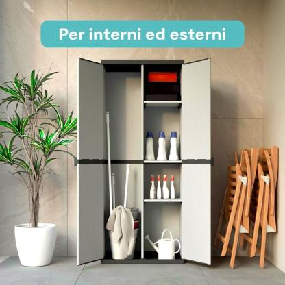 Armadio Portascope da esterno a 2 Ante e 3 Ripiani Regolabili 68x40x168cm