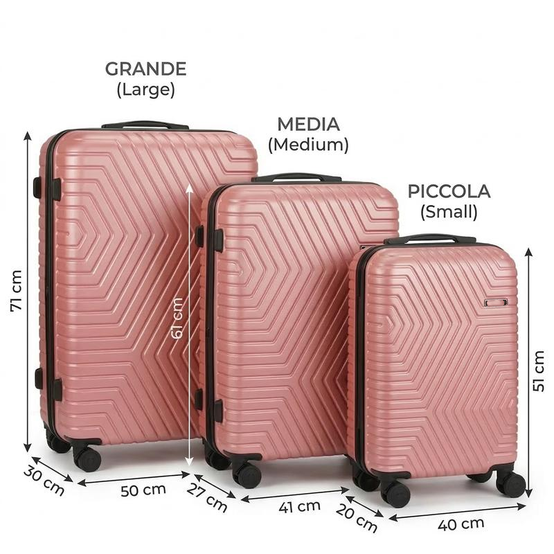 Set Valigie 3 Pezzi con Lucchetto a Combinazione Ruote Silenziose a 360° Manico Telescopico Leggero