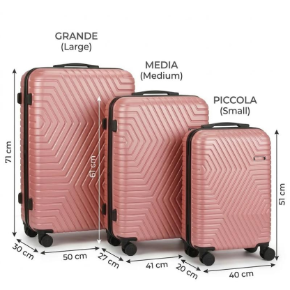 Set Valigie 3 Pezzi con Lucchetto a Combinazione Ruote Silenziose a 360° Manico Telescopico Leggero