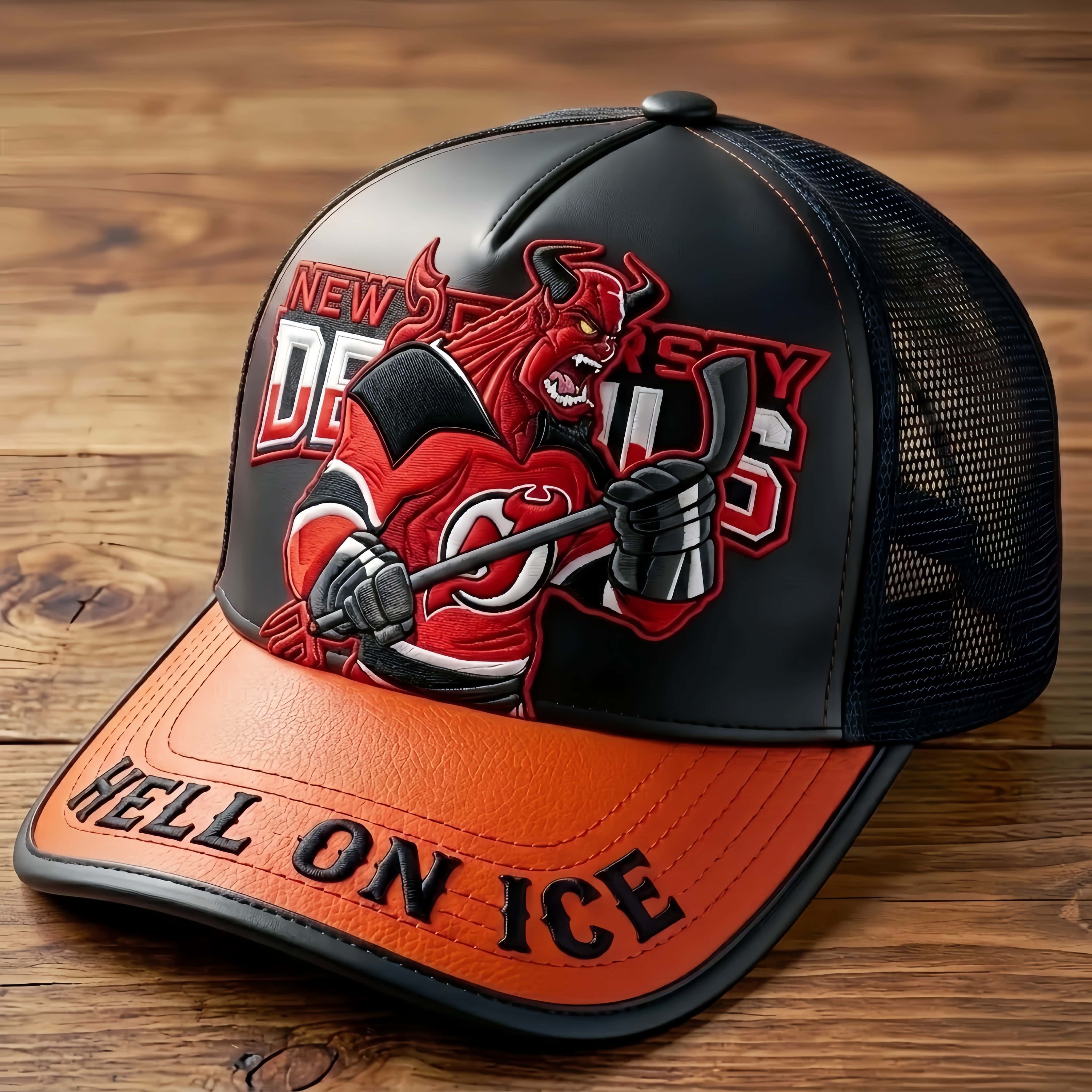 New Jersey Hockey 3D Embossed Trucker Hat