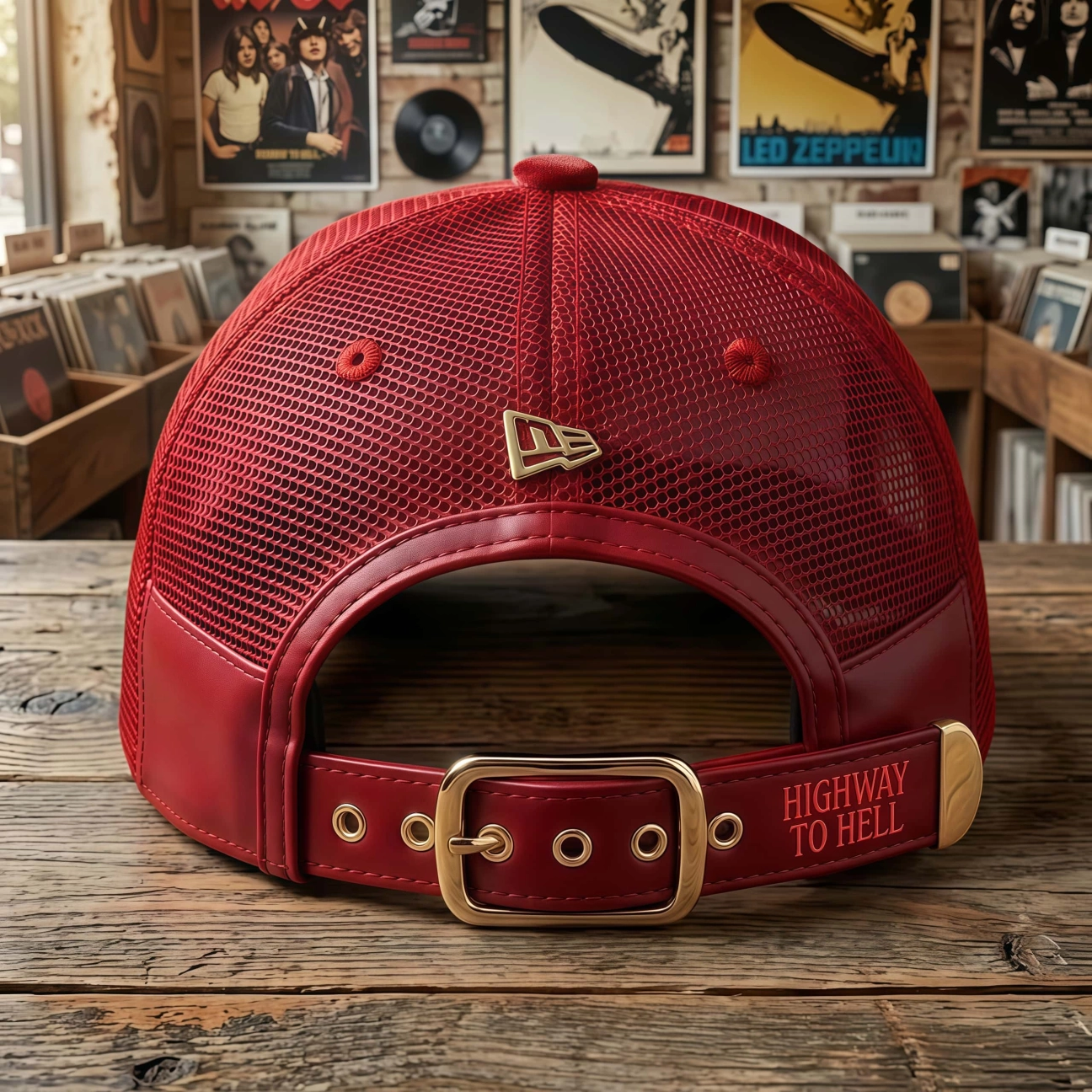AC/DC Highway to Hell Angus Young Embroidered Red Velvet Trucker Hat