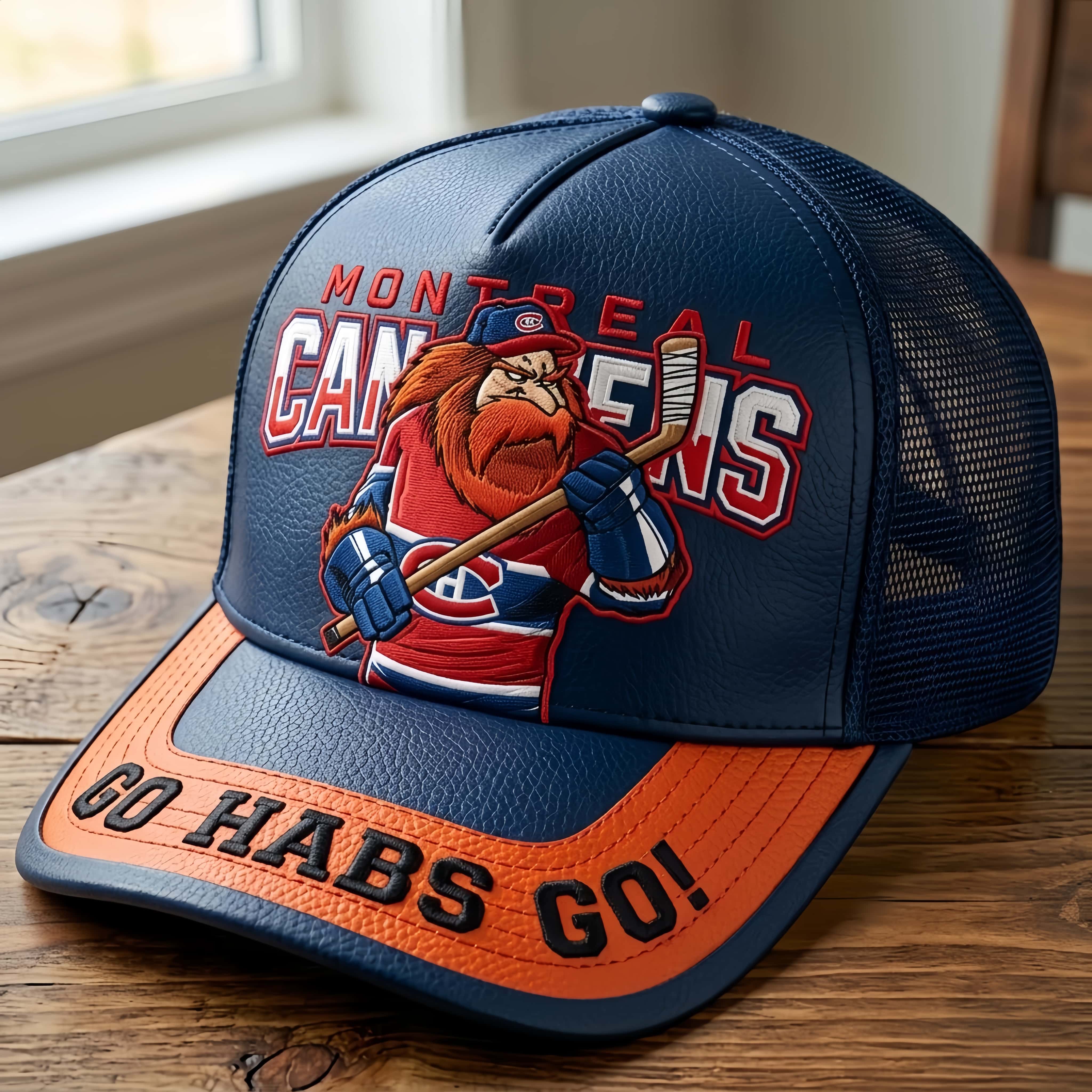 Montreal Hockey Mascot 3D Embossed Trucker Hat