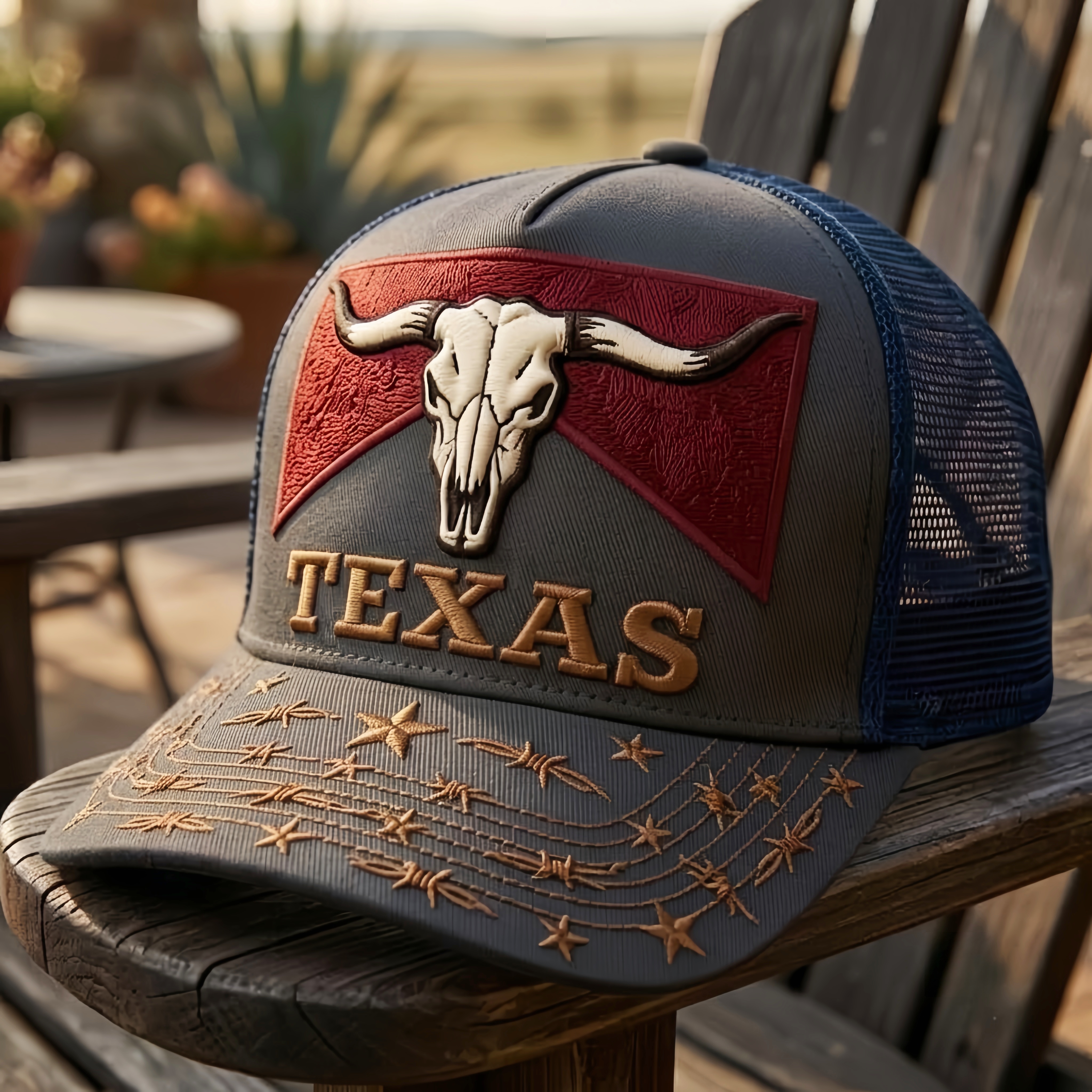 Texas Longhorn Skull Mesh Back Trucker Hat