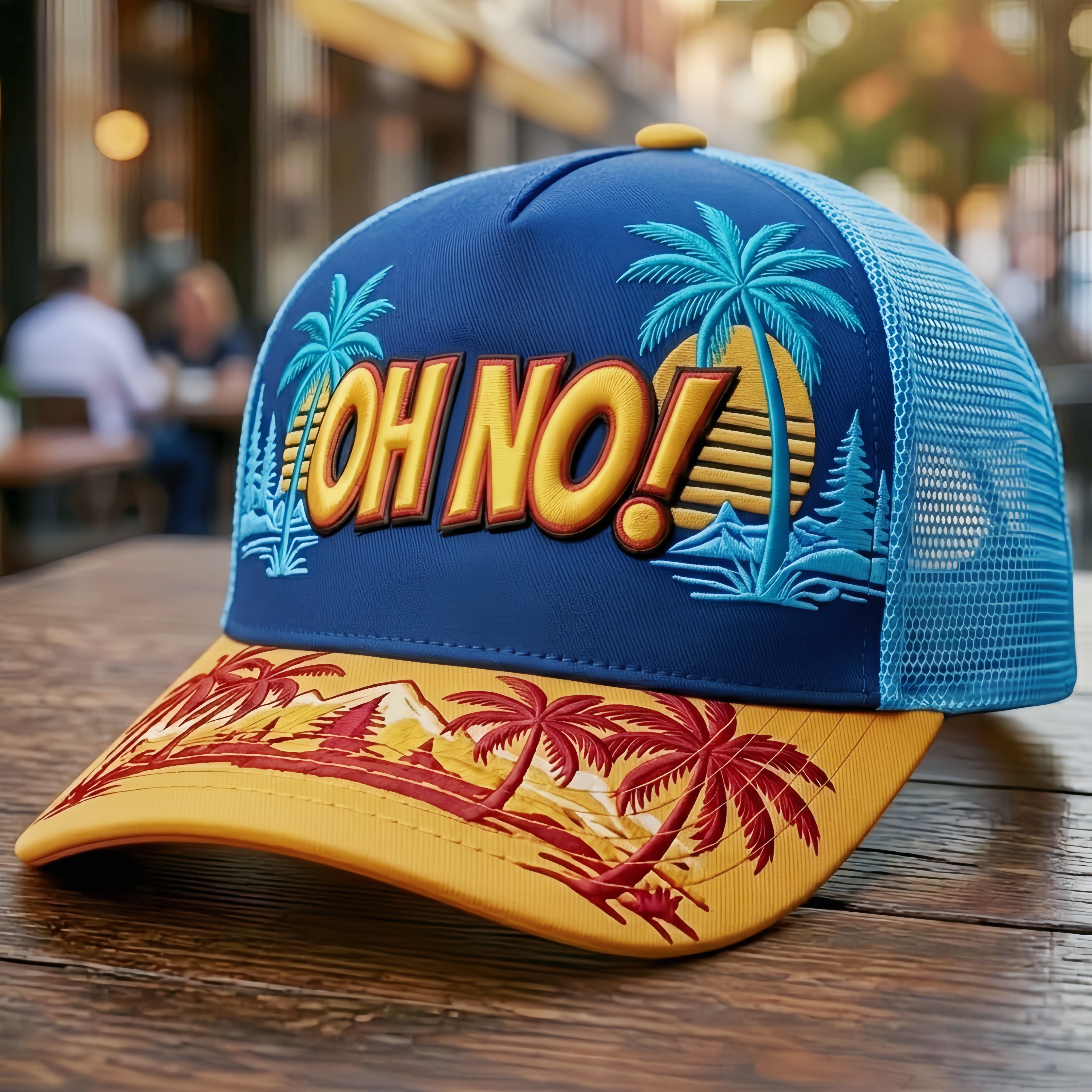 Retro Tropical "OH NO!" Trucker Hat