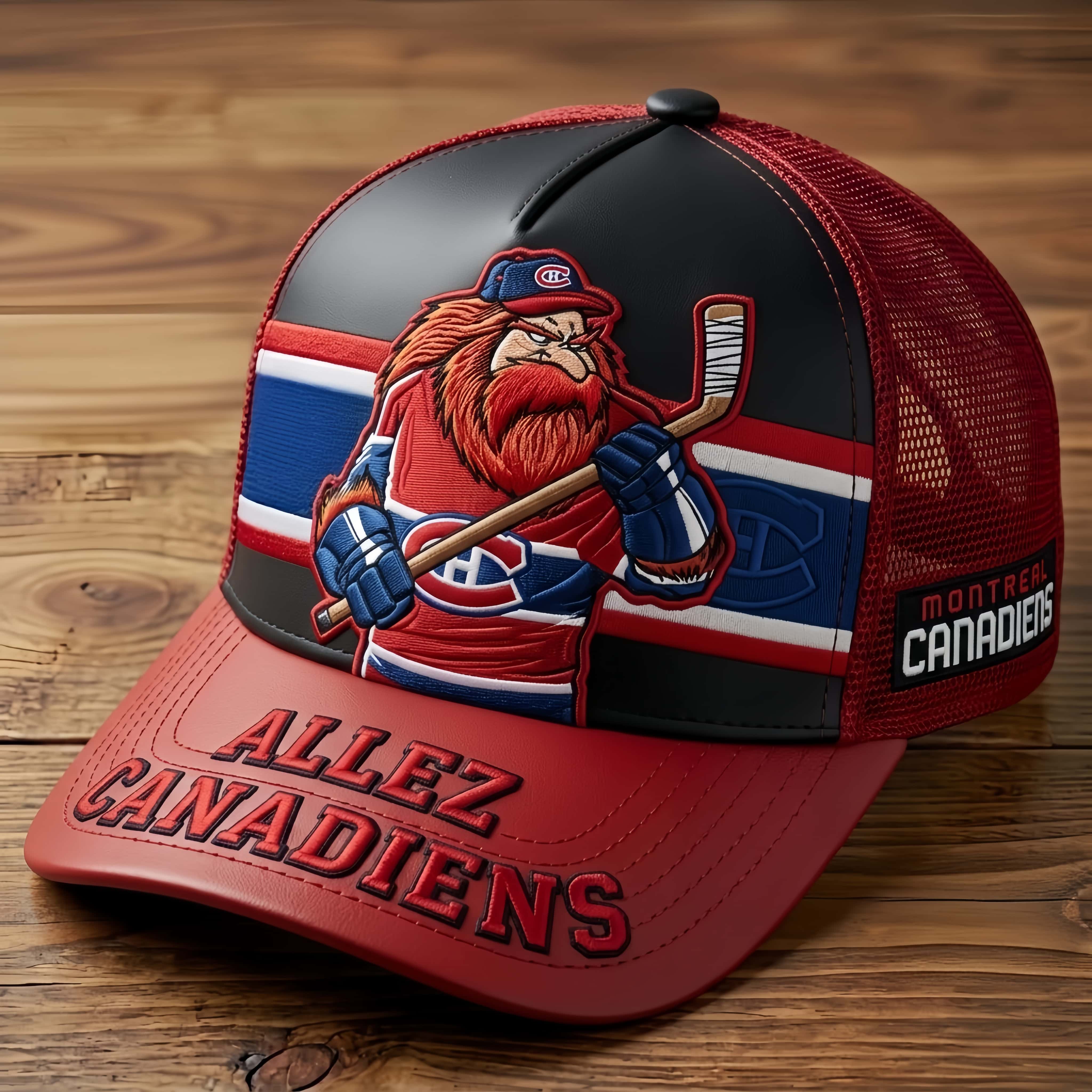 Montreal Hockey Mascot 3D Embossed Trucker Hat
