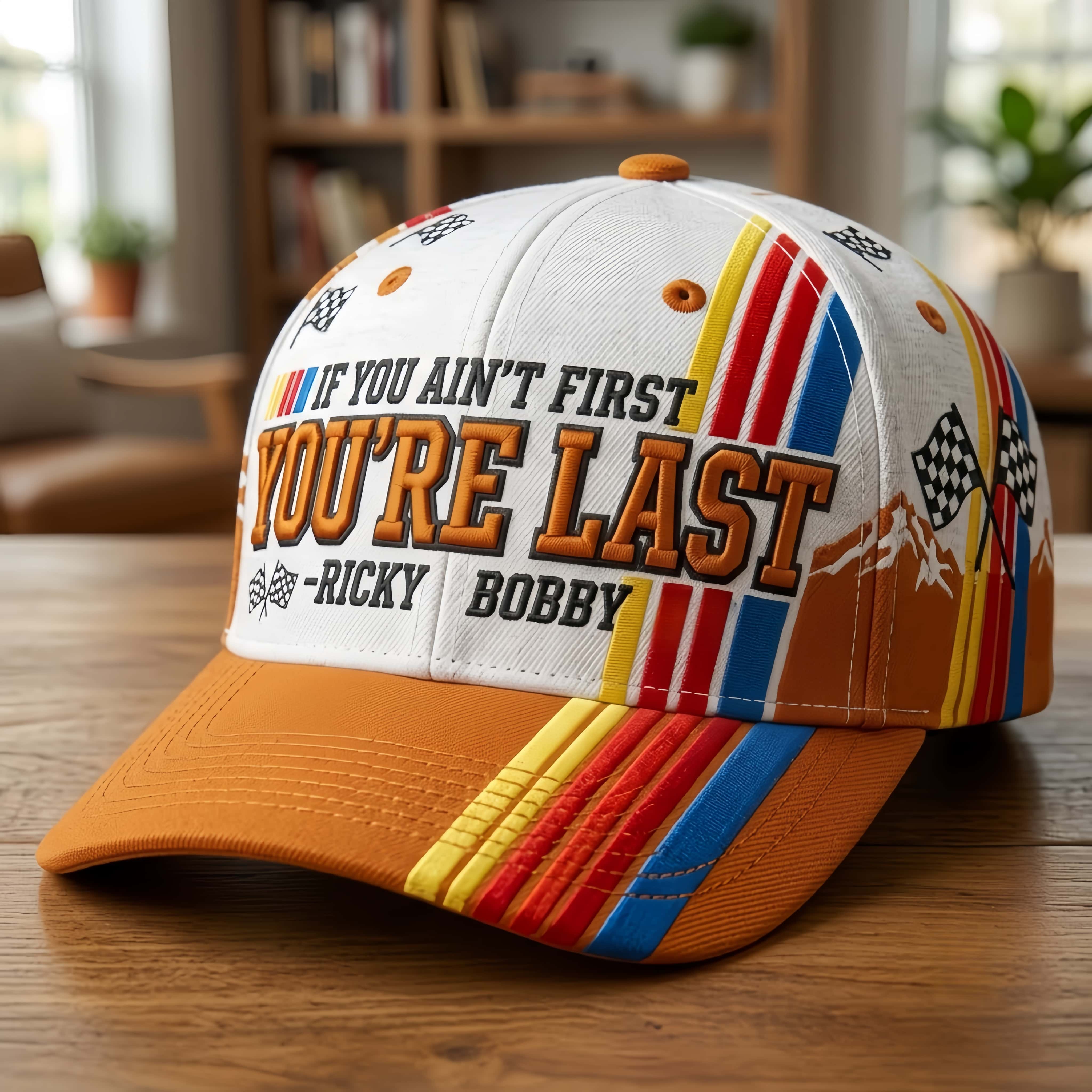 "If You Ain't First, You're Last" Ricky Bobby Quote Hat