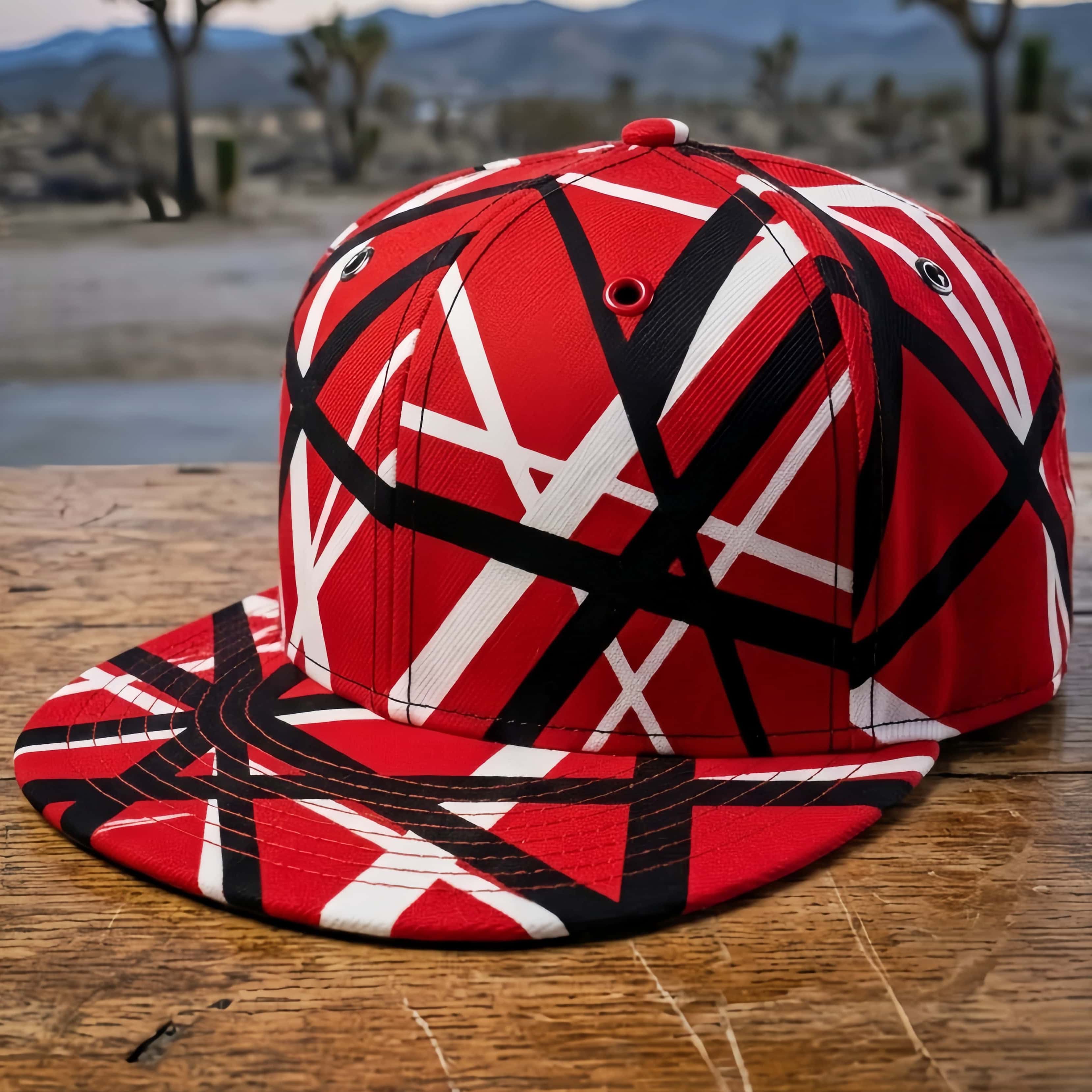Frankenstrat Red White and Black Striped Snapback Hat