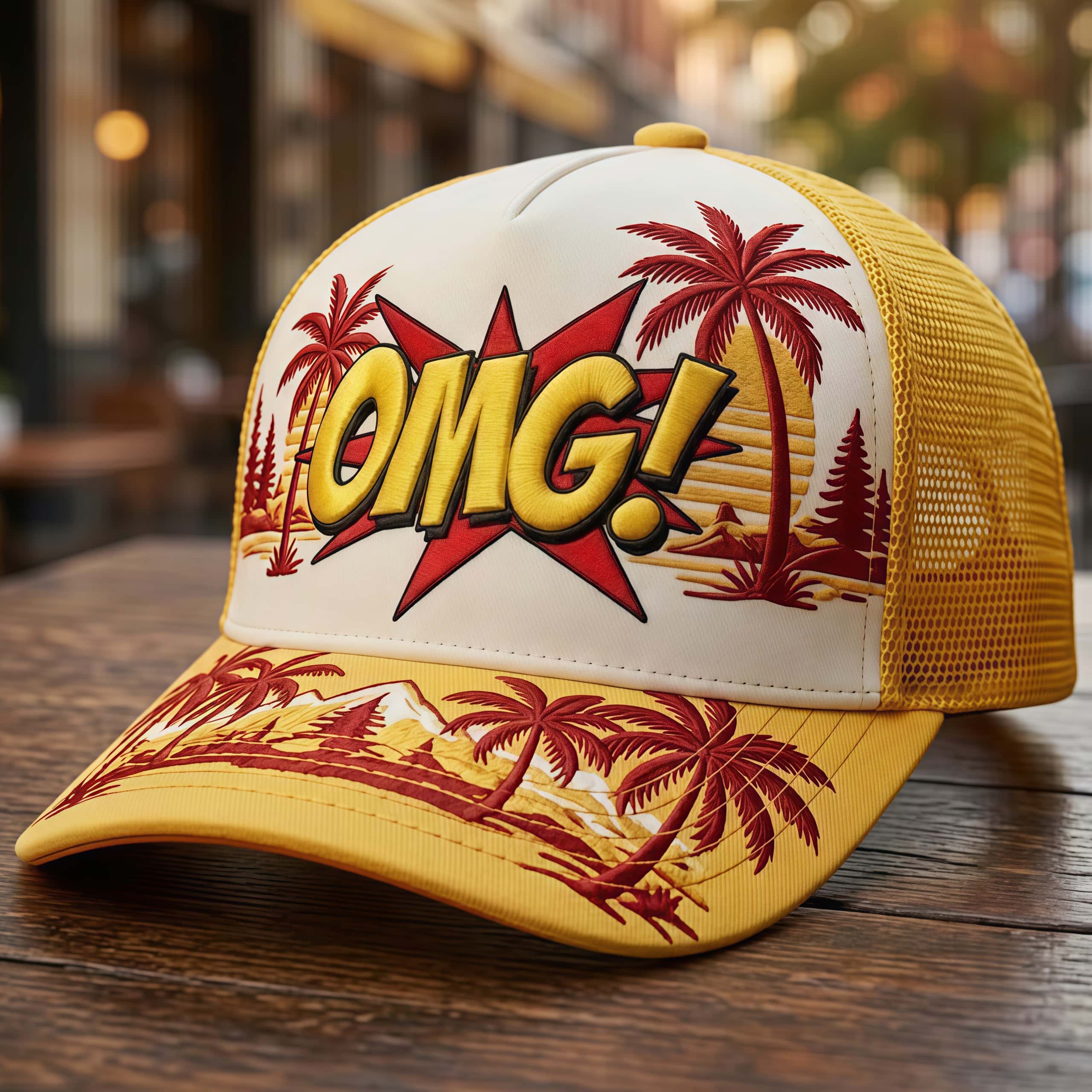Retro Tropical "OMG!" Trucker Hat