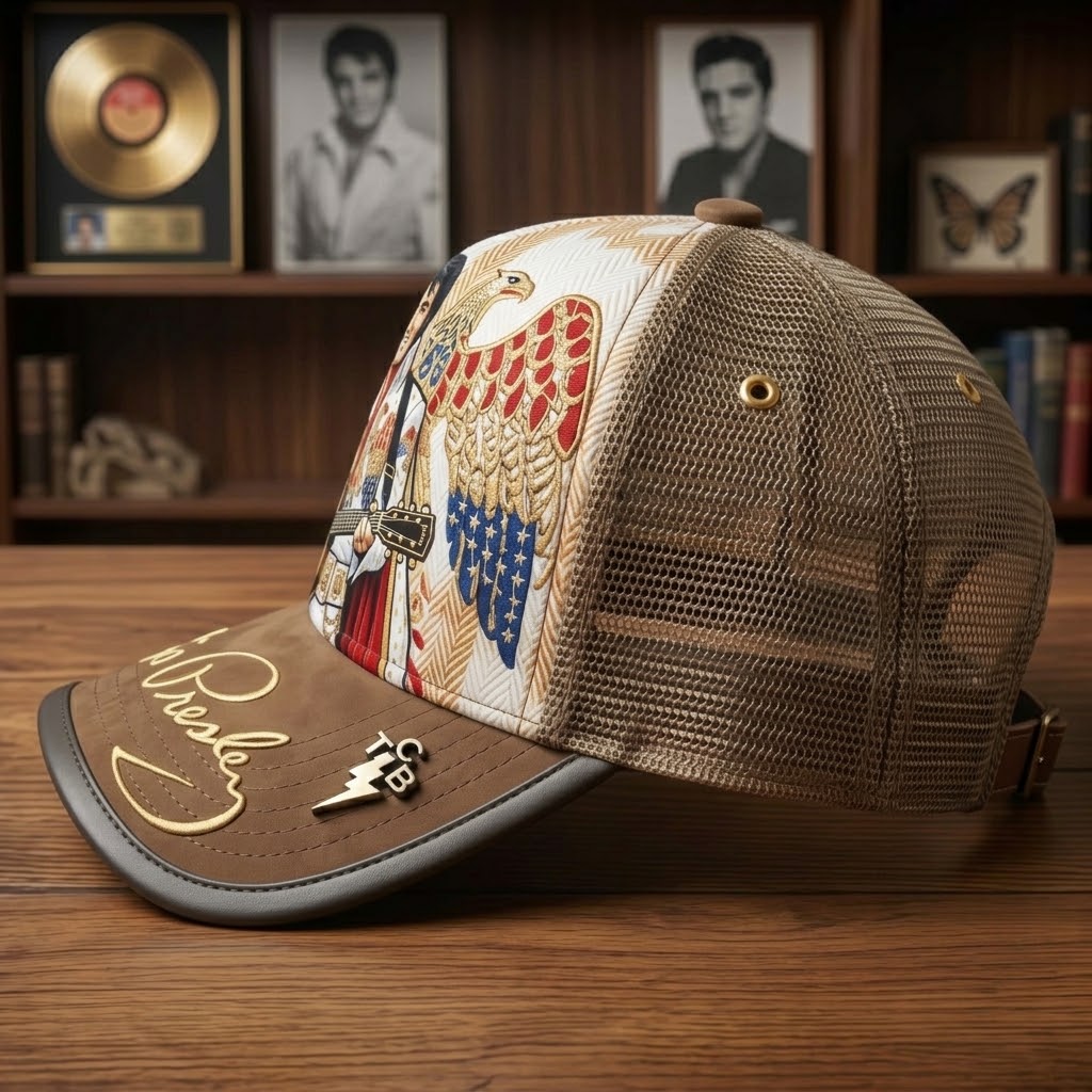 Elvis Presley Trucker Hat Aloha Eagle Jumpsuit Embroidered Cap