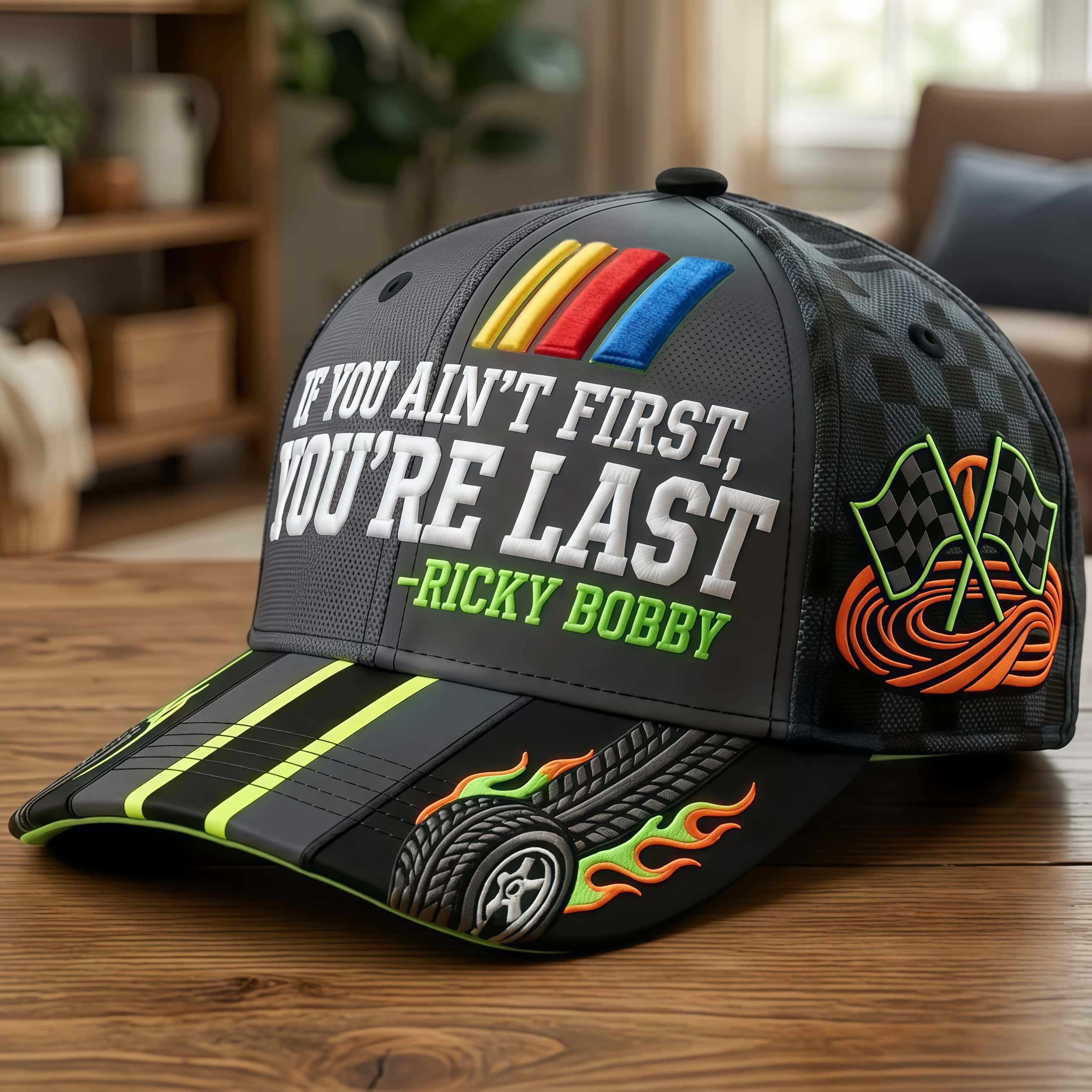 "If You Ain't First, You're Last" Ricky Bobby Quote Hat