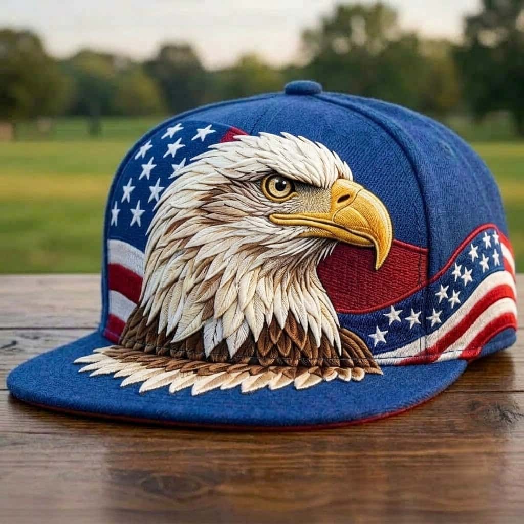 Premium 3D Embroidered Bald Eagle Snapback Hat