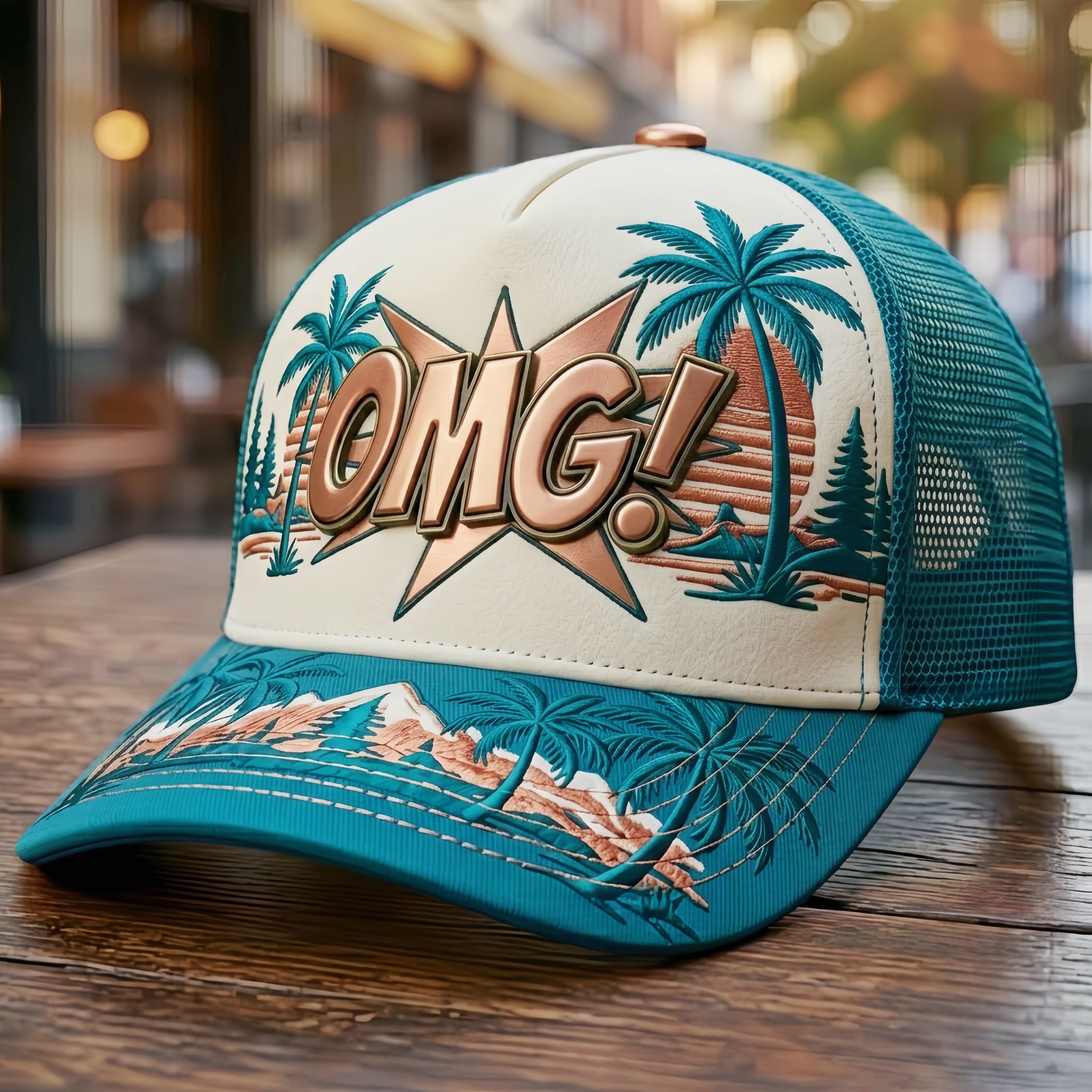 Retro Tropical "OMG!" Trucker Hat