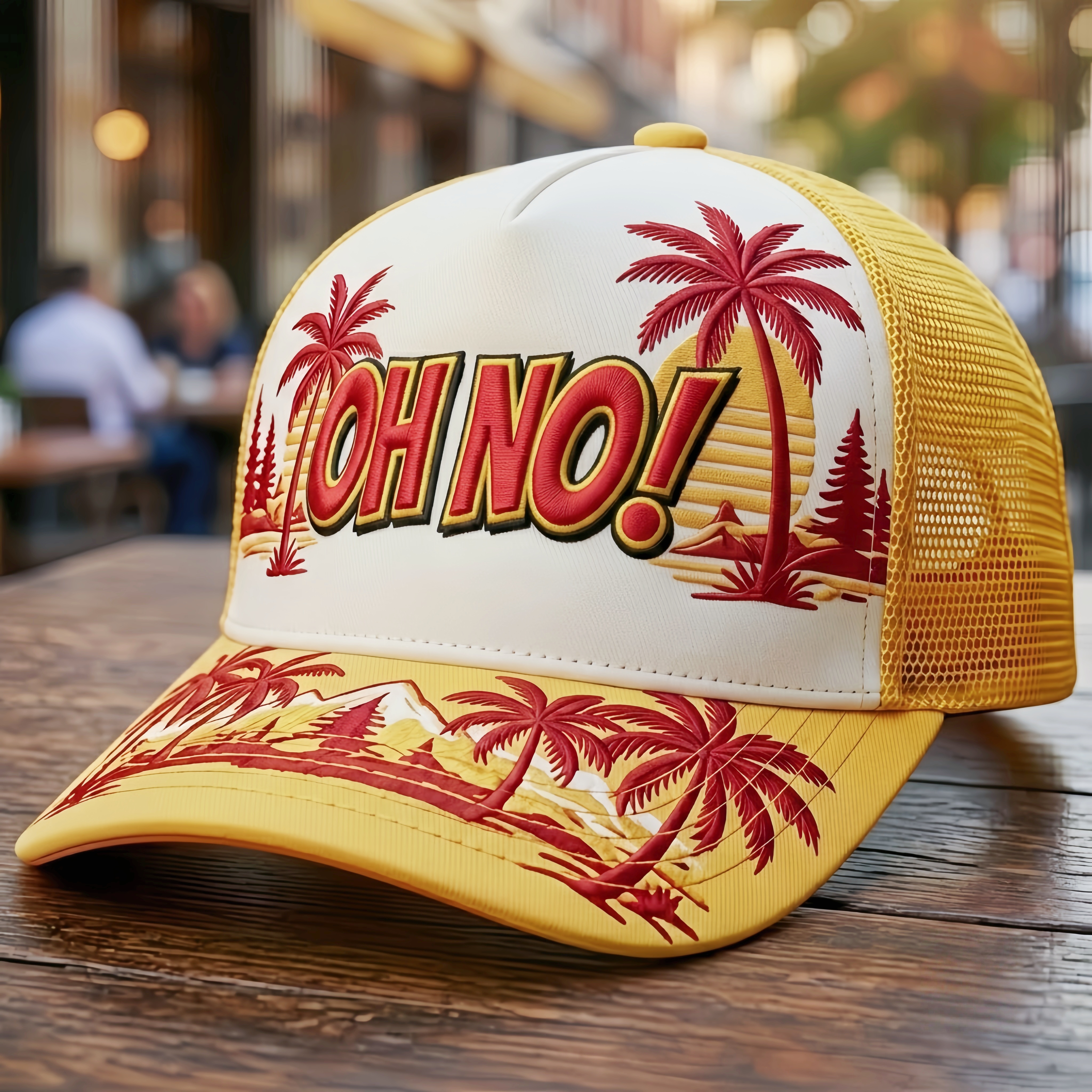 Retro Tropical "OH NO!" Trucker Hat
