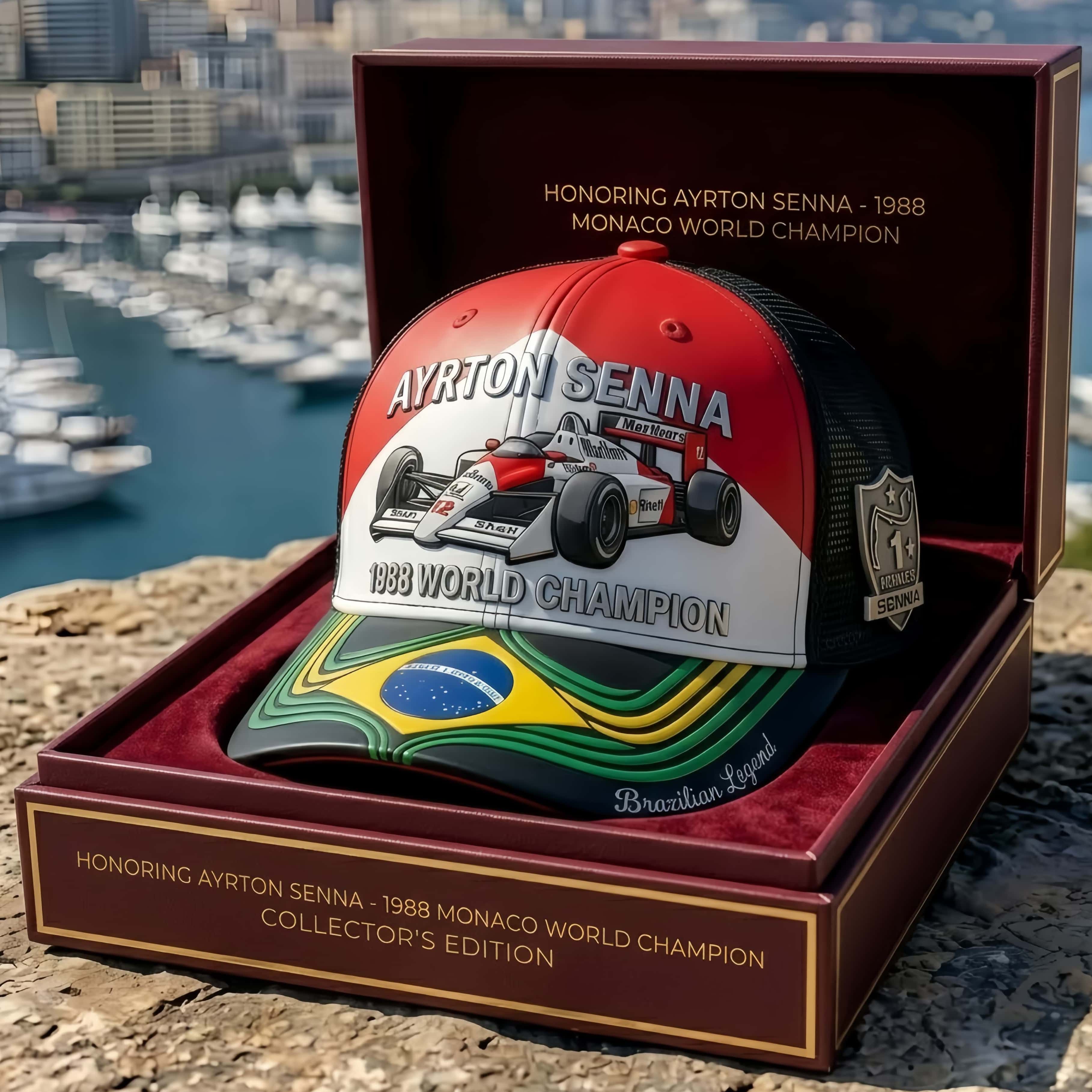 Ayrton Senna 1988 World Champion Vintage F1 Racing Trucker Hat