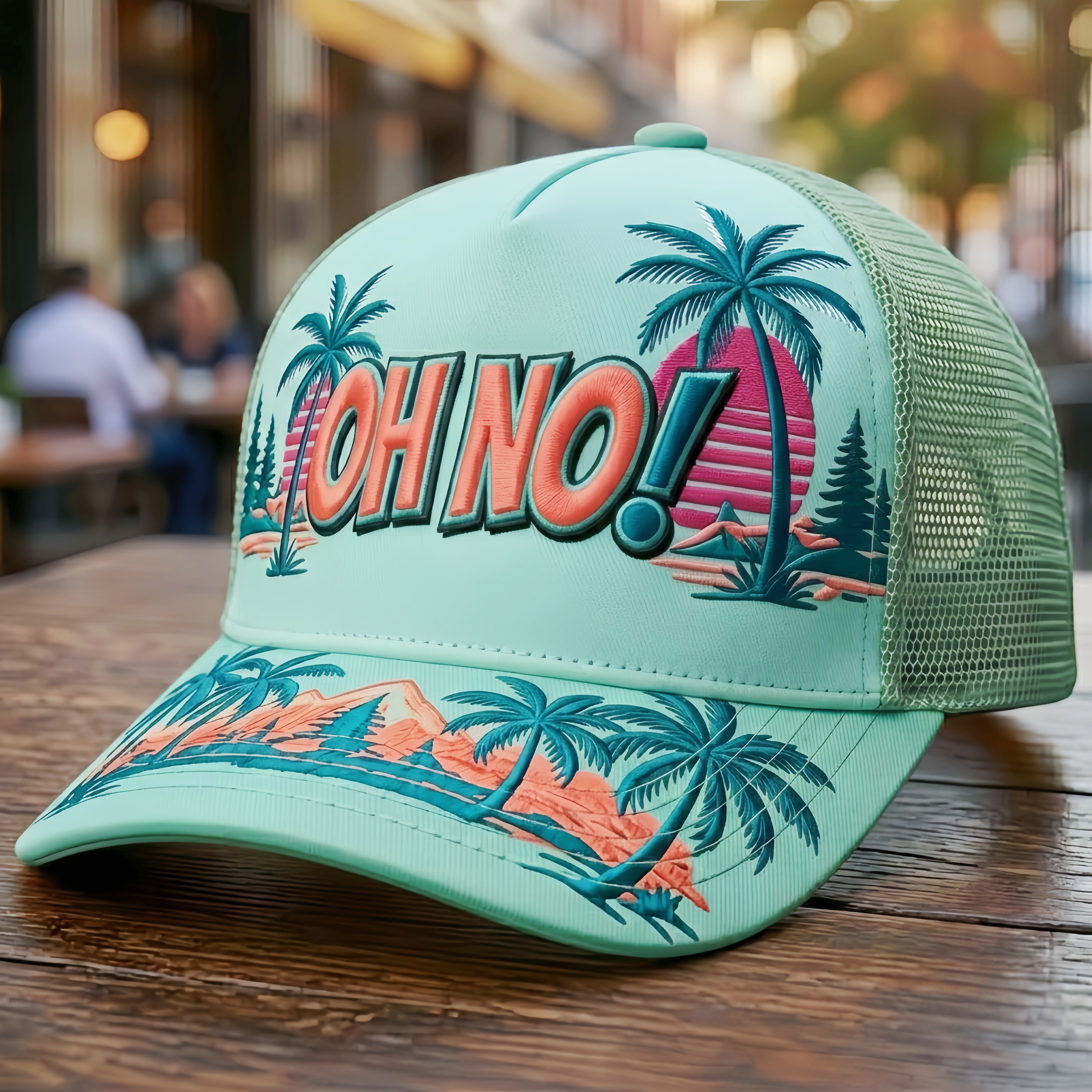 Retro Tropical "OH NO!" Trucker Hat