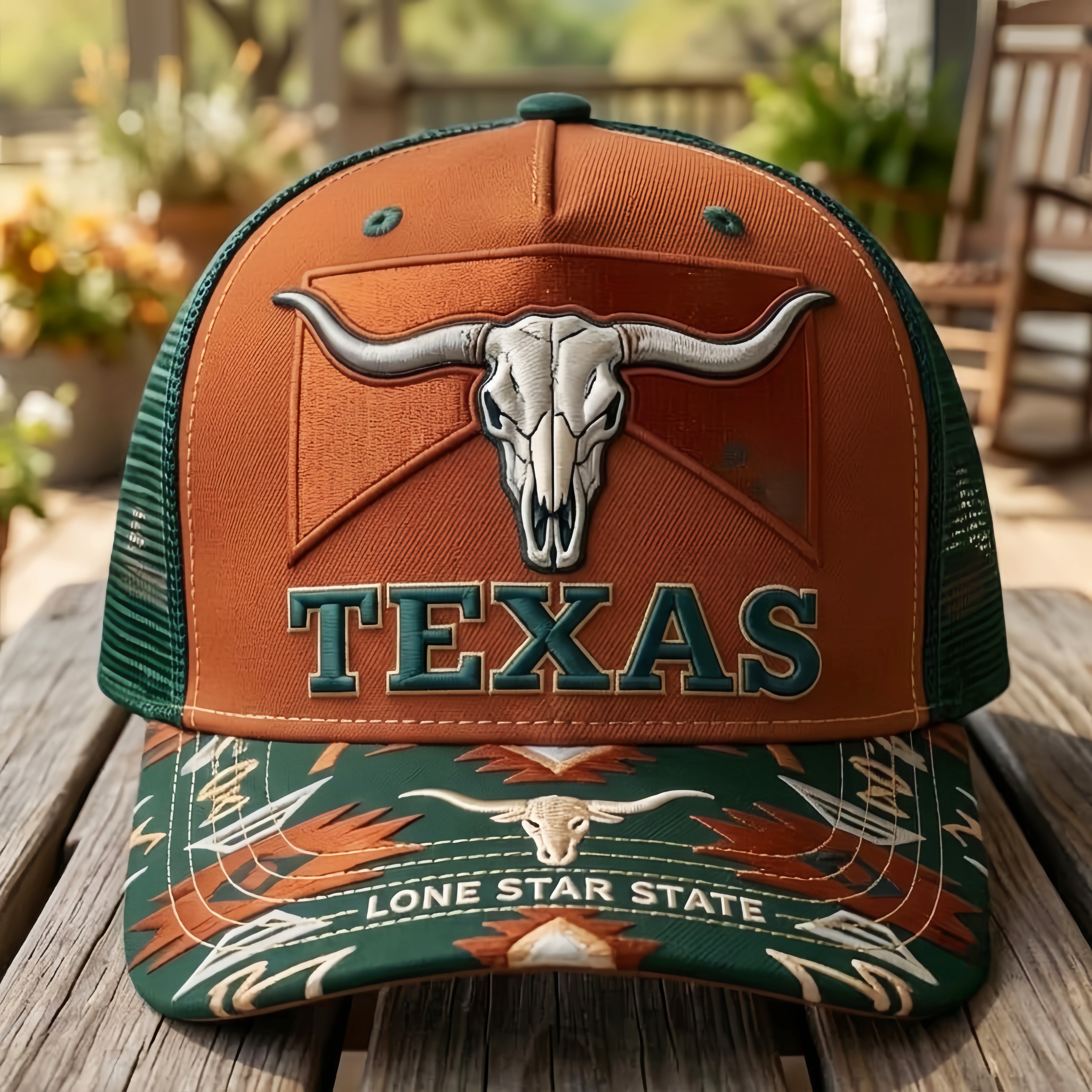 Texas Lone Star State Longhorn Skull Trucker Hat