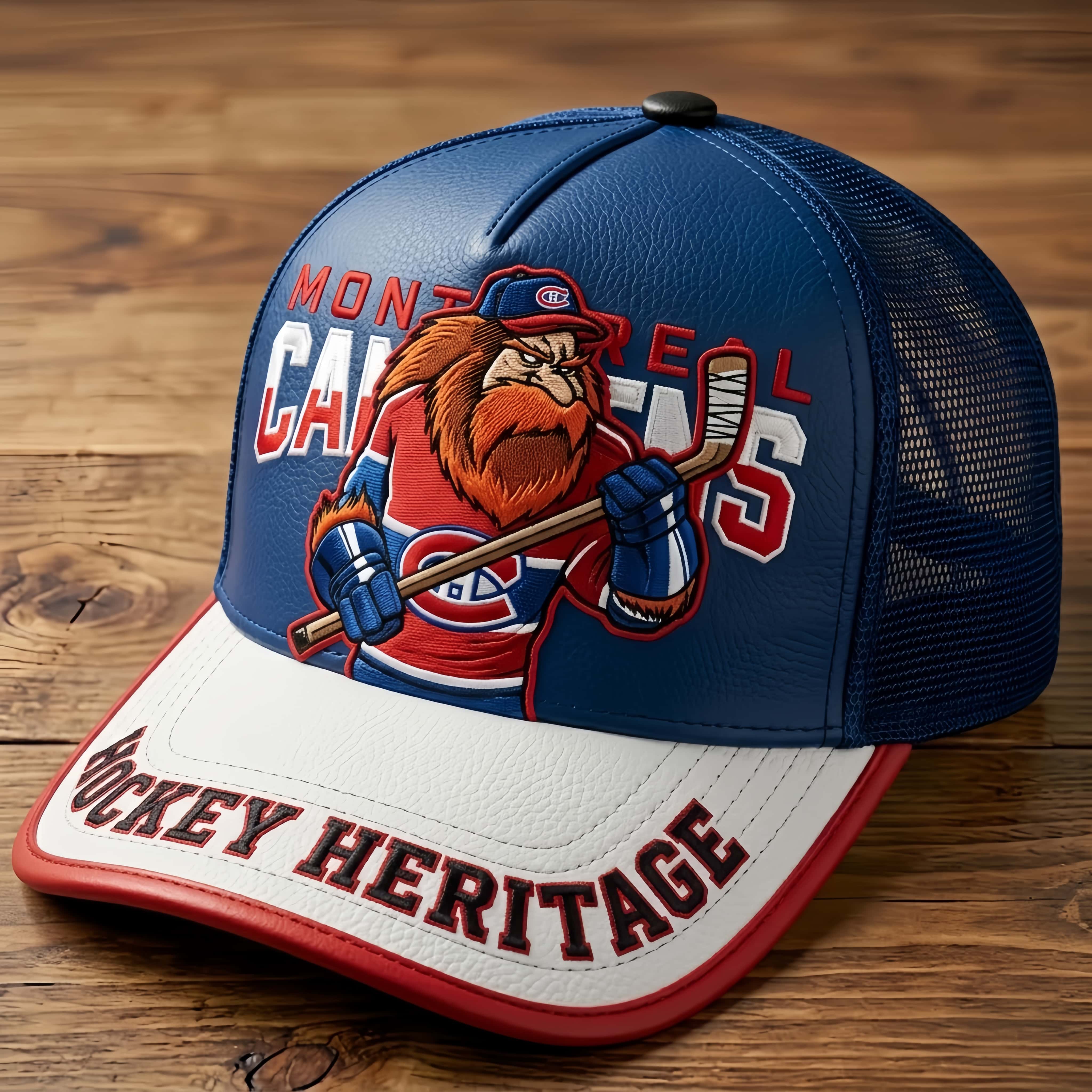Montreal Hockey Mascot 3D Embossed Trucker Hat