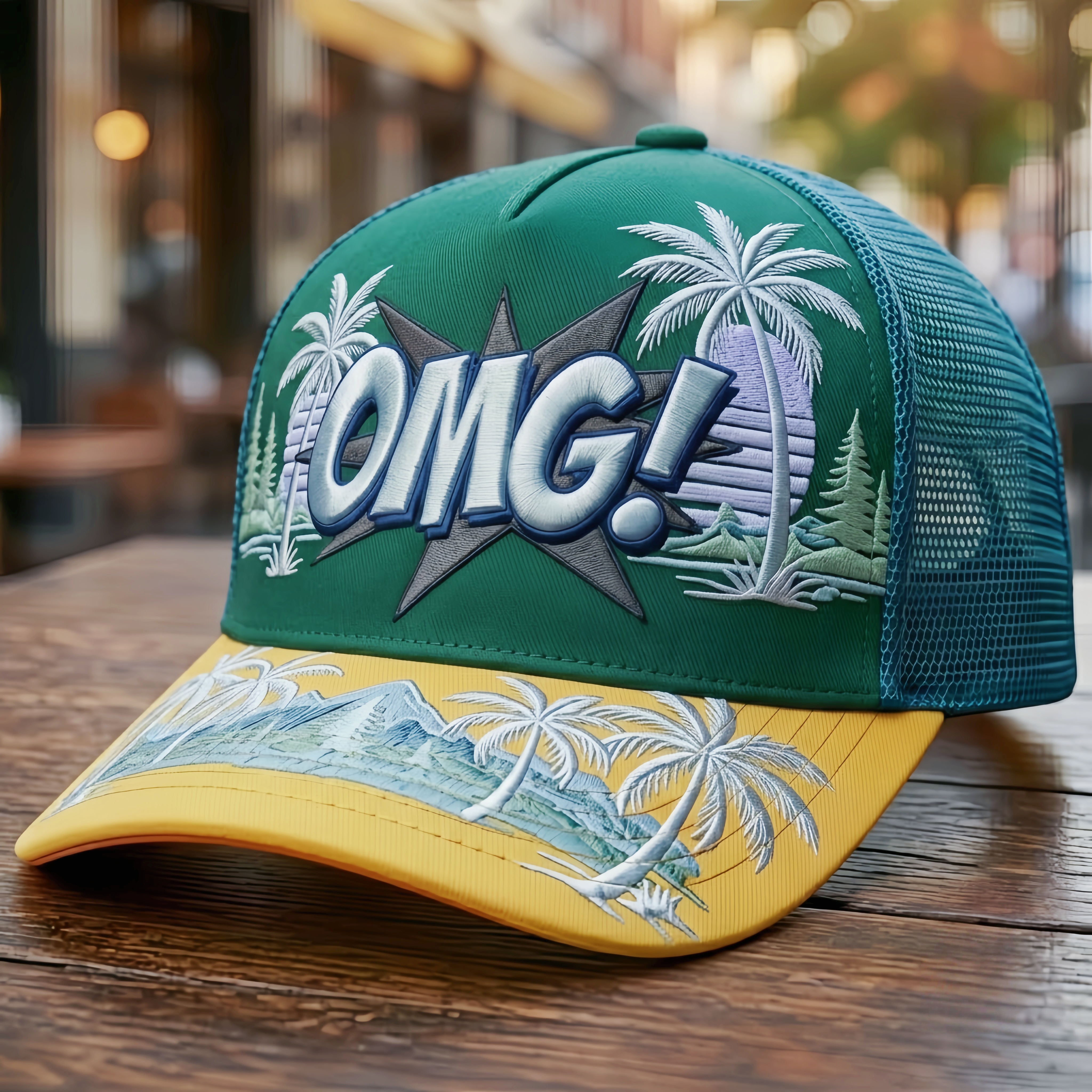 Retro Tropical "OMG!" Trucker Hat