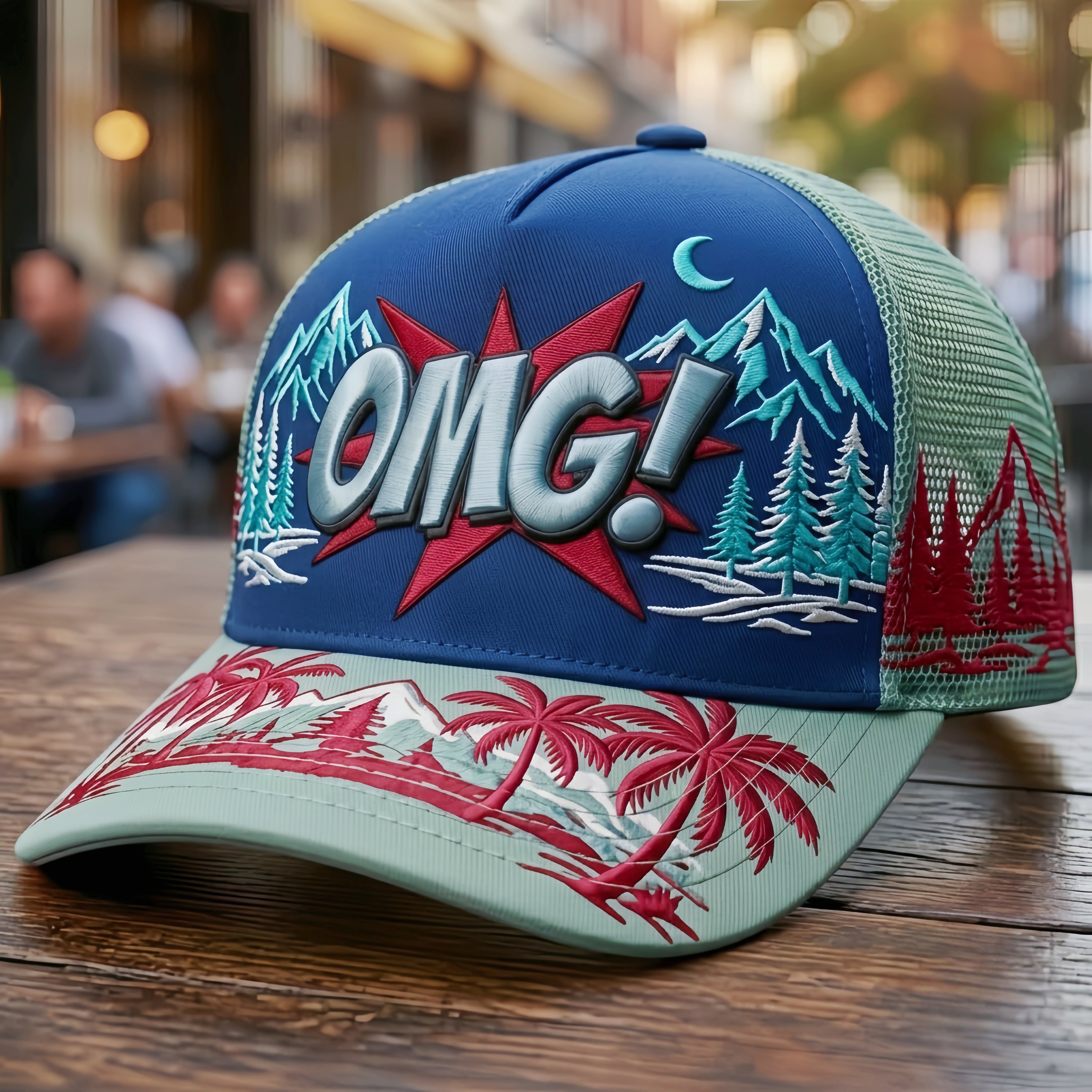 Retro Tropical "OMG!" Trucker Hat