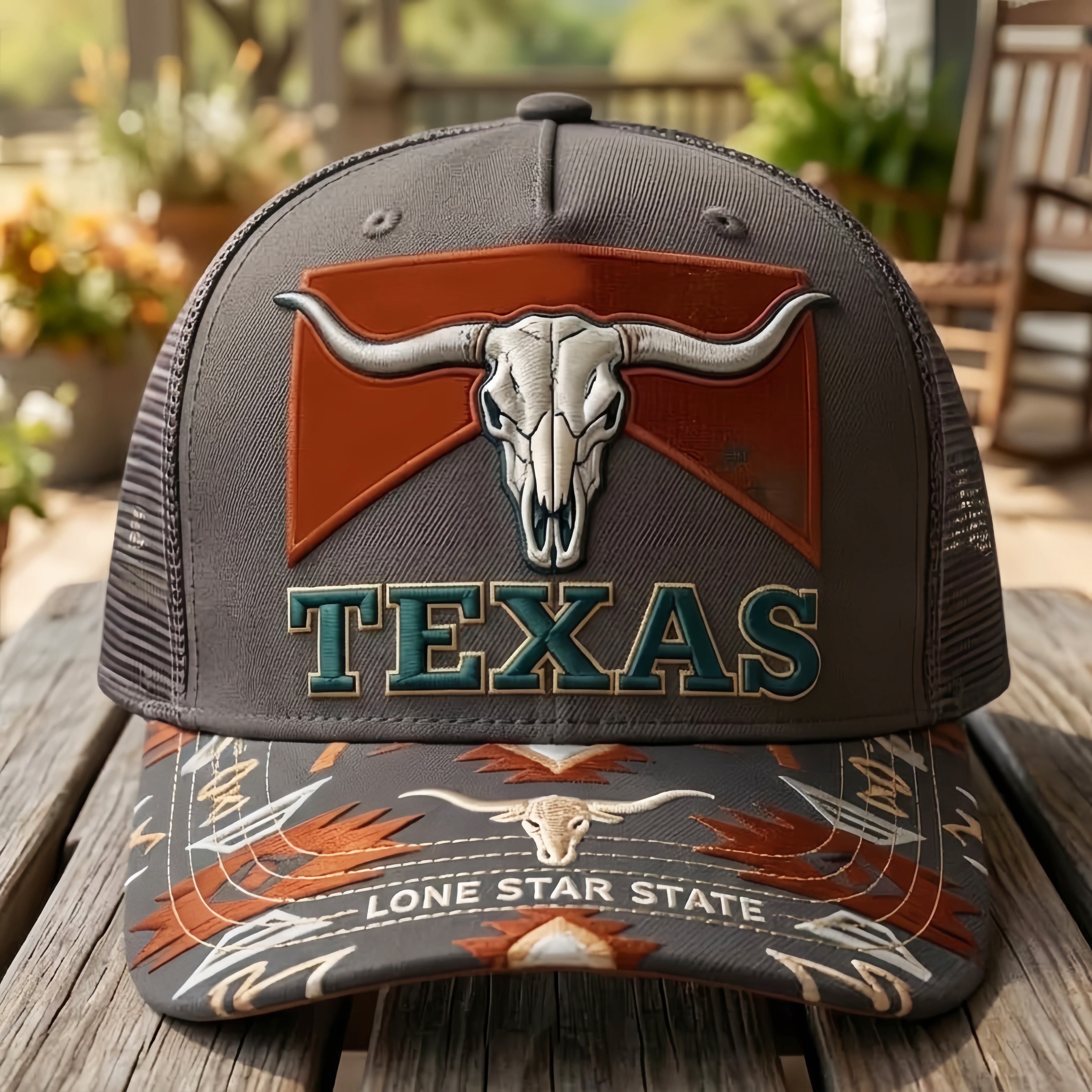 Texas Lone Star State Longhorn Skull Trucker Hat
