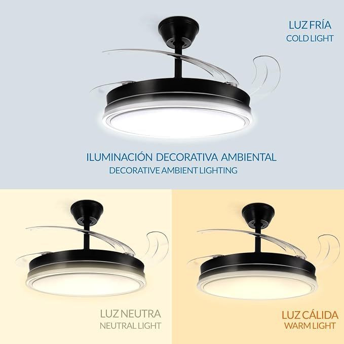 Ventilador de Techo con Luz LED | Motor DC Silencioso con Mando