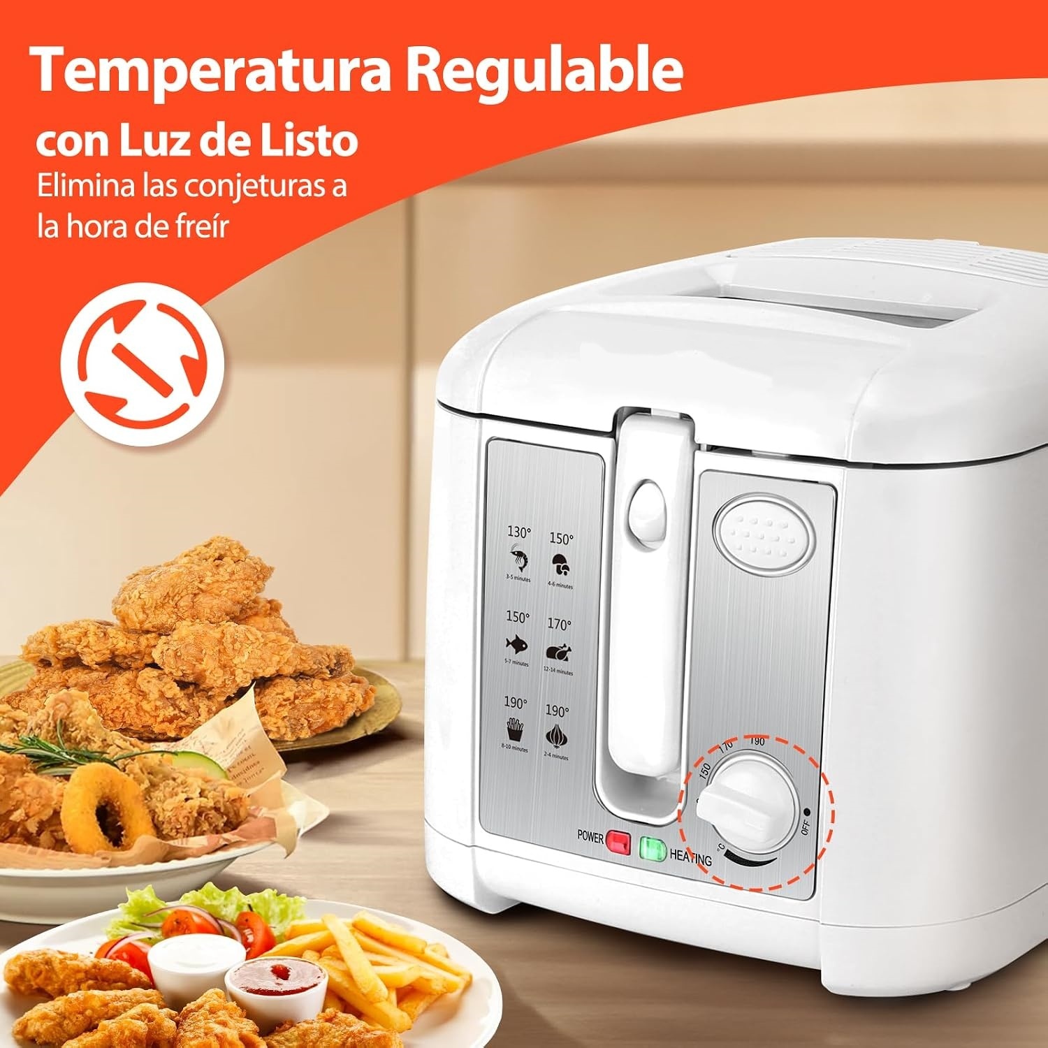 Freidora de Aceite Compacta 2,5L 1650W | Diseño Blanco para Cocina