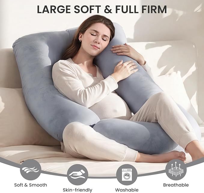 Almohada de Embarazo Forma J | Funda Lavable y Soporte de Espalda