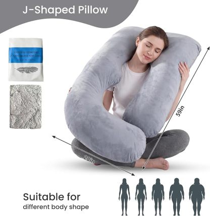 Almohada de Embarazo Forma J | Funda Lavable y Soporte de Espalda