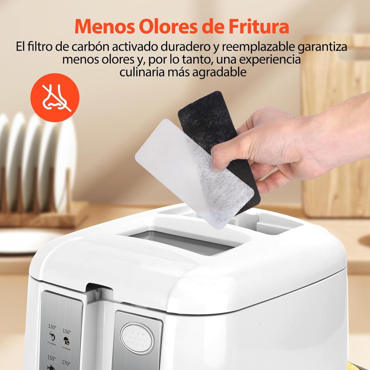 Freidora de Aceite Compacta 2,5L 1650W | Diseño Blanco para Cocina