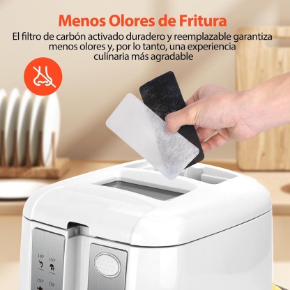 Freidora de Aceite Compacta 2,5L 1650W | Diseño Blanco para Cocina