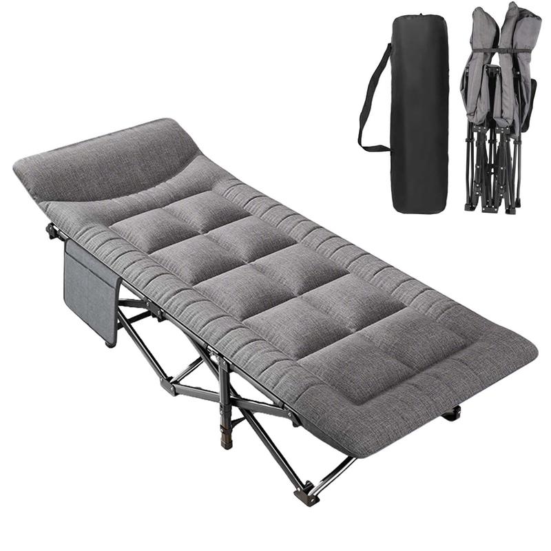 Cama Plegable para Acampar - Hasta 200 kg de Peso Máximo - Ideal para Interiores, Exteriores, Playa y Jardín - Color Gris