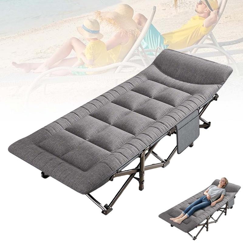 Cama Plegable para Acampar - Hasta 200 kg de Peso Máximo - Ideal para Interiores, Exteriores, Playa y Jardín - Color Gris
