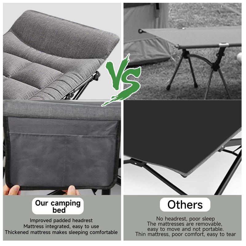 Cama Plegable para Acampar - Hasta 200 kg de Peso Máximo - Ideal para Interiores, Exteriores, Playa y Jardín - Color Gris