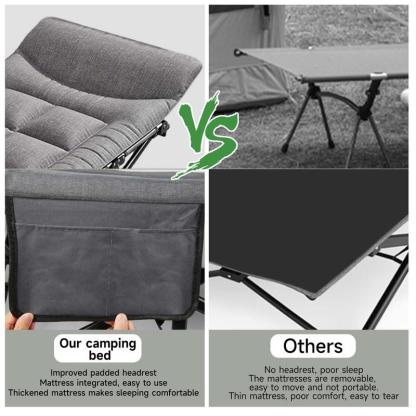 Cama Plegable para Acampar - Hasta 200 kg de Peso Máximo - Ideal para Interiores, Exteriores, Playa y Jardín - Color Gris