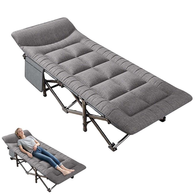 Cama Plegable para Acampar - Hasta 200 kg de Peso Máximo - Ideal para Interiores, Exteriores, Playa y Jardín - Color Gris