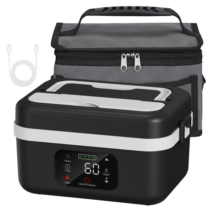 Fiambrera autocalentable inalámbrica y recargable (calentador de alimentos portátil); recipiente térmico para comidas (preparación de alimentos, oficina, viajes, coche, pícnic y uso al aire libre); regalo ideal.