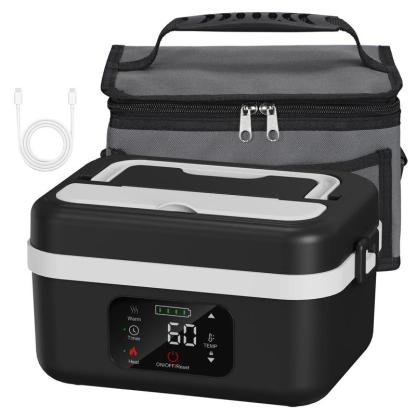Fiambrera autocalentable inalámbrica y recargable (calentador de alimentos portátil); recipiente térmico para comidas (preparación de alimentos, oficina, viajes, coche, pícnic y uso al aire libre); regalo ideal.